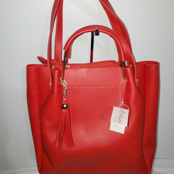 VEGAN NWT RARE DUAL STRAP STYLE SHOULDER BAG - Picture 3 of 16